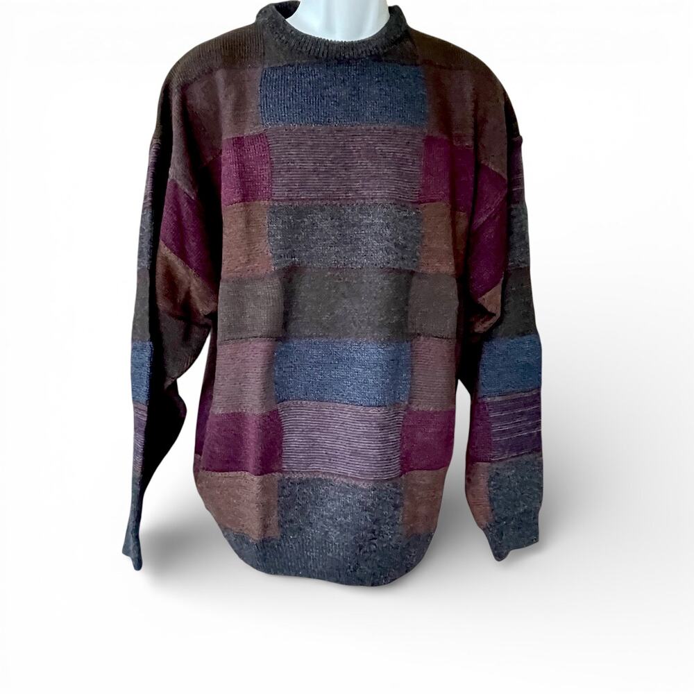 Vtg 90s Cambridge Classics Grandpa Knit Sweater Golf Pullover Neutral Size Large